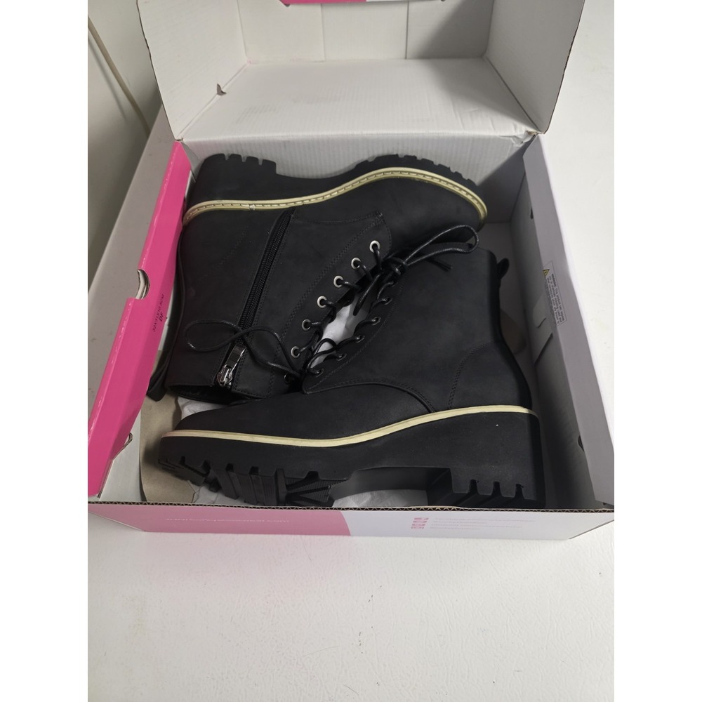 Hey Girl by Corkys Ghosted Boots Womens 9 Black Lace Up Combat Platform NEW BOX